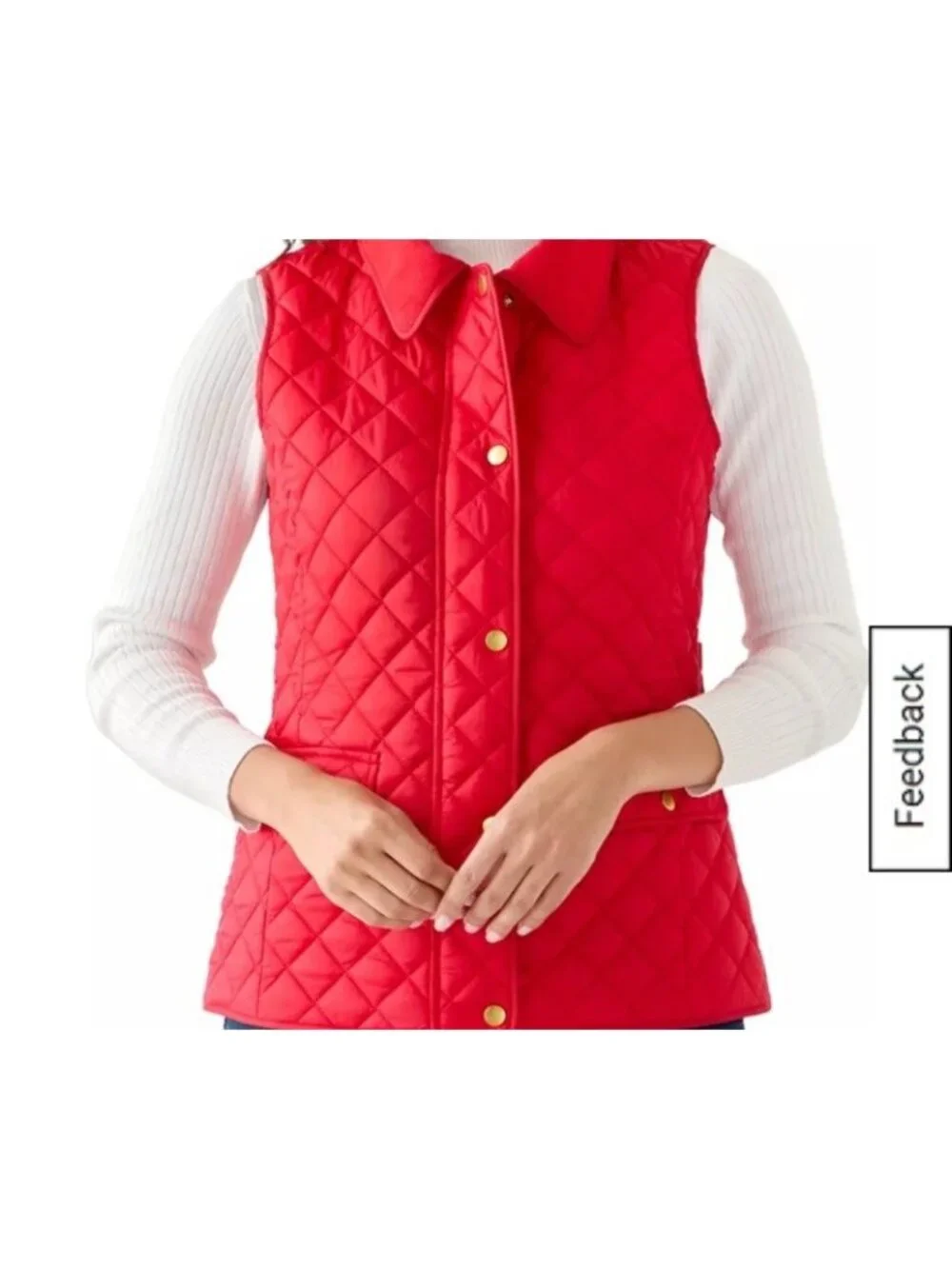Crown & Ivy Women’s Large Red Quilted Zip Up Vest